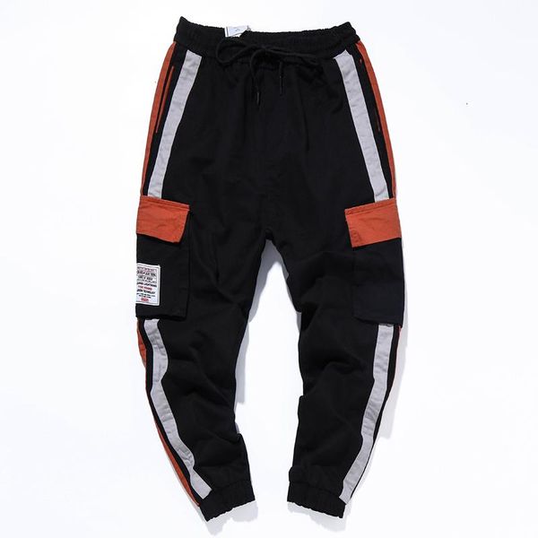 

oversized jeans 4xl new men's pants elastic foot close loose pants tactical men's cargo multi-pocket overalls, Black