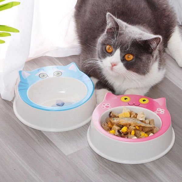 

cat dog universal single bowl cute cat face shaped funny feeding bowl the smooth no dead corners pet feeder supplies