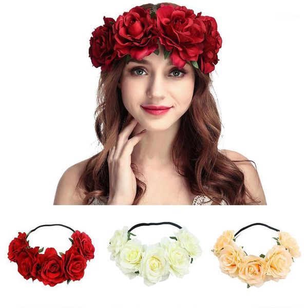 

1x women's oversized large rose flower headband floral crown wreath1