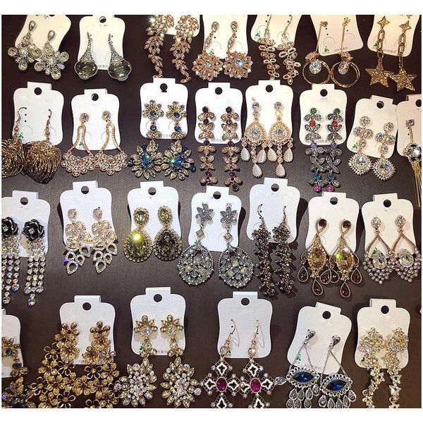 

new european american style gold color-studded czech diamond pattern earrings long tassel earrings mixed batch re wmtiqf whole2019, Silver