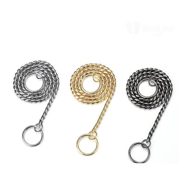 

snake chain dog show collar heavy metal chain dog walking training choke collar strong basic leashes 35pcs viw8e