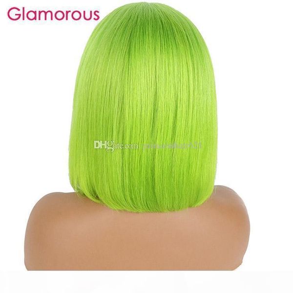 

brazilian remy hair lace front human hair wigs wigs for women 8" to 14" neon green wig 150% density, Black;brown