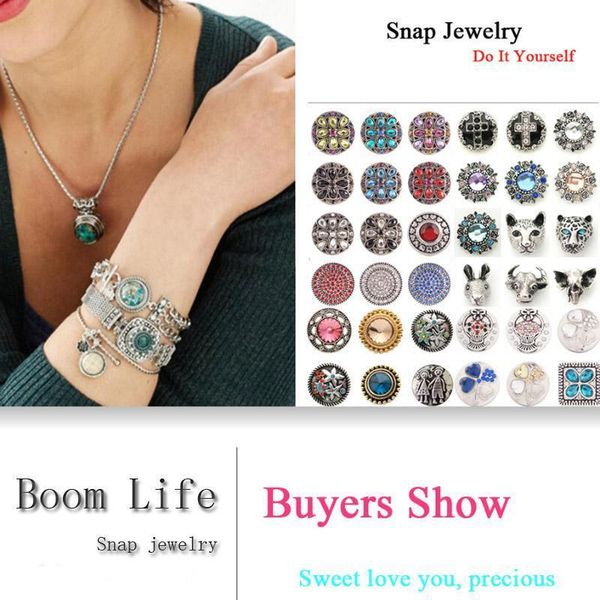 

10pcs lot new round snap jewelry 12mm snap buttons with rhinestone charm button fit snap bracelets bangles for women jewelry h sqckkx