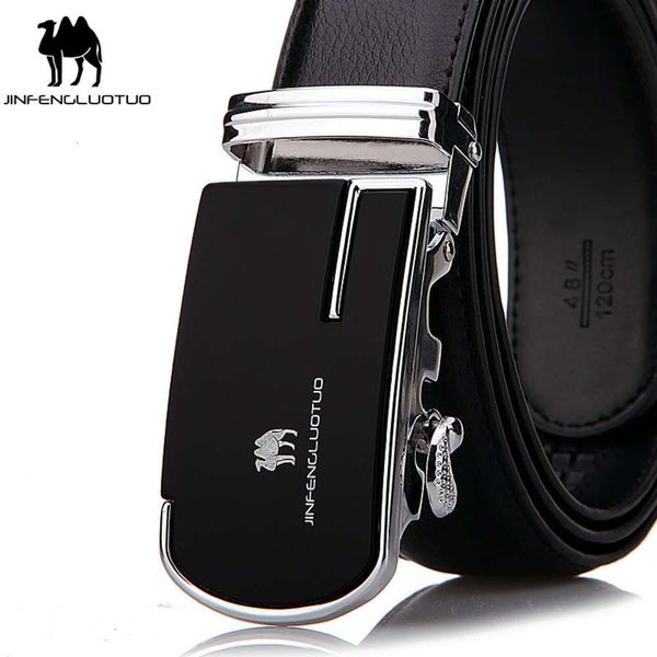 

golden camel men's leather business belt men's leather versatile belt automatic buckle pants belt men's leather, Black;brown