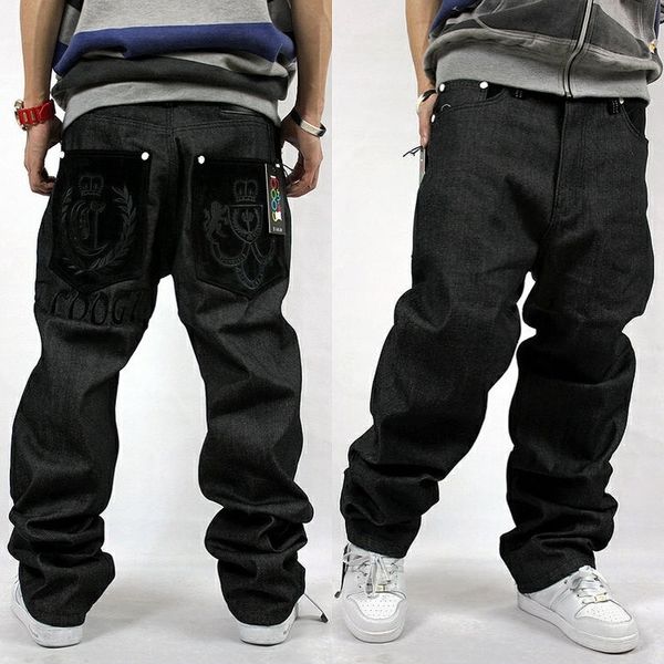 Loose Hip Hop Jeans Homens Impresso Calças de Jeans Homens Vestido Grande Yards Maré Reta Calças Hip-Hop Hiphop Hip-Hop Roupas Rebanho 201117