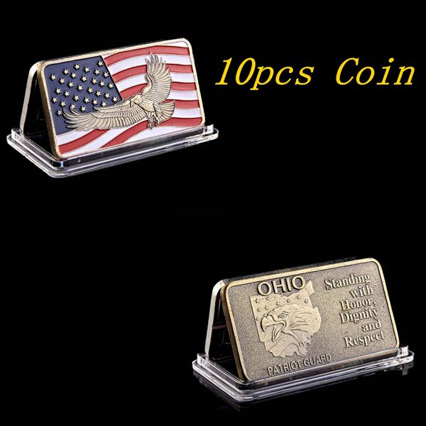 

10pcs crafts united states ohio patriot guard standing with honor dignity and respect gold plated souvenir challenge bar coins