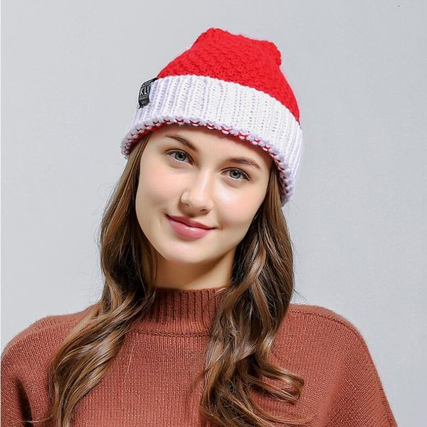 

christmas hats santa claus soft beanie cap knitted wool pom-pom caps xmas party decorations adults gifts cgy691