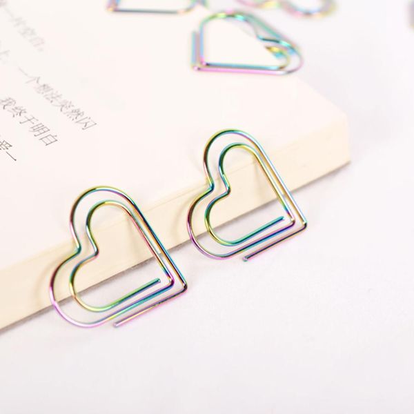 

12шт набор радуги в форме сердца бумаги клипы закладки планировщик инструменты скрапбукинг инструменты memo clip metal binder paperclip h wm