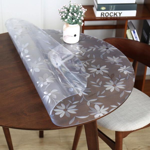 

hazy 1.5mm pvc прозрачная скатерть водонепроницаемая круглая столовая ткань масло столовая крышка кухонный узор защитить настольный jllje