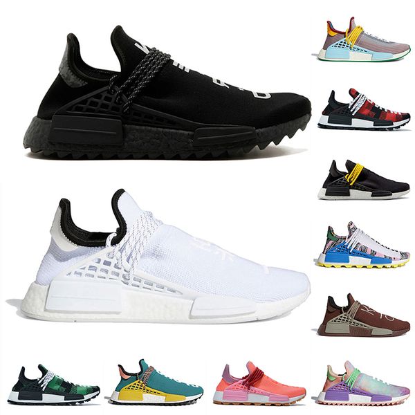 

black nerd nmd human race mens womens running shoes pharrell williams classic yellow sun glow cream white outdoor sports sneakers, White;red