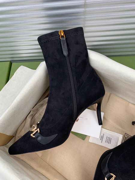 

boots high heel boots ladies ankle boot ankle booties dress shoes luxury designer party d suede girls size 35-41, Black
