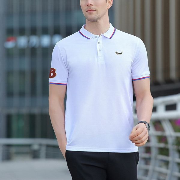 

2021 summer new animal shark yang men's fashion casual short-sleeved business gentleman clothing polo shirt, White;black