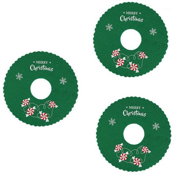 

christmas decorations 3pcs mini tree skirt small xmas round carpet apron without for party decoration (green/red)1
