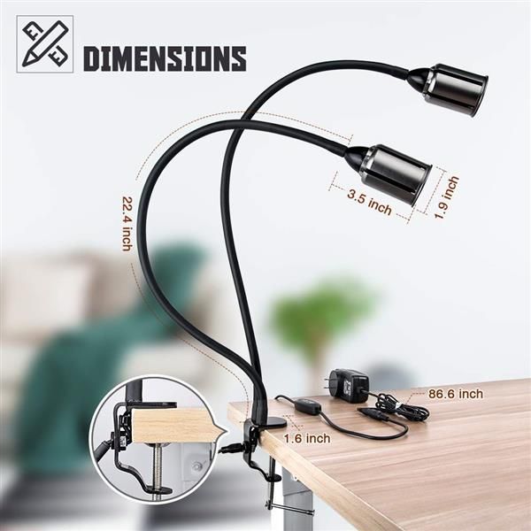 

24w dimmable two-head flat clip corn grow lights full spectrum warm white plant light for indoor plants