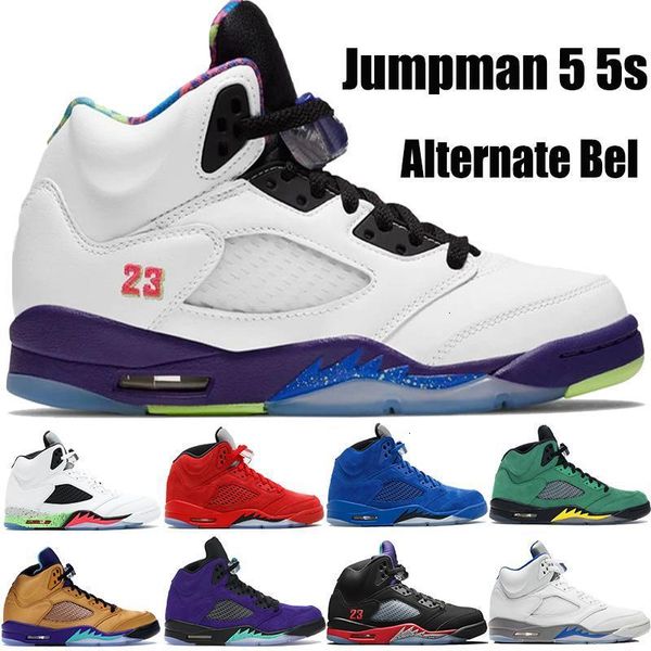 

bel alternate new grape 5 arrival 5s jumpman mens basketball shoes 3 travis scotts oil grey reflective red suede men women sneakers, Black