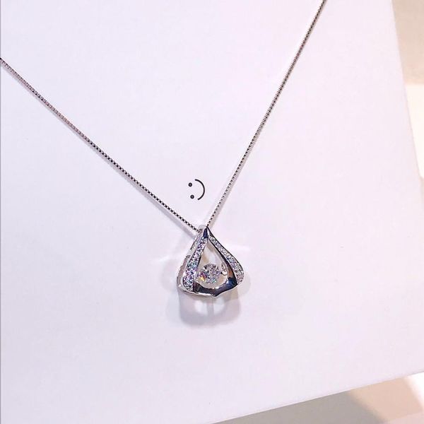 

luxury real s925 heart pendant fine jewelry necklace pendants chain fashion accessories jewel womon lady girl gifts q1209, Bronze;silver