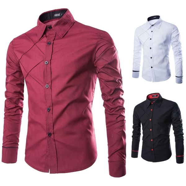 

new men's chest lattice line design shirts british fashion long sleeve shirts personality dragon-print shirt 201120, White;black