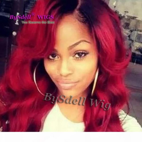 

claret wine red silk ombre black root silver synthetic lace front wig glueless wigs for women