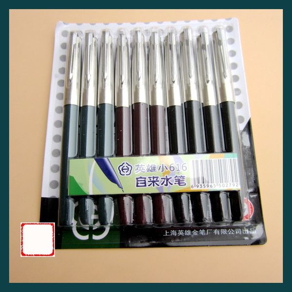 10 pçs / lote herói 616 0.5mm iridium nib caneta de fonte de aço com comprimento 13.4cm mistura cores penas frete grátis 201202