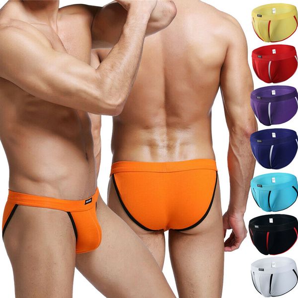 

men's breathable cotton underpants t-back briefs slip homme panties mens underwear bulge pouch male exotic jockstrap, Black;white