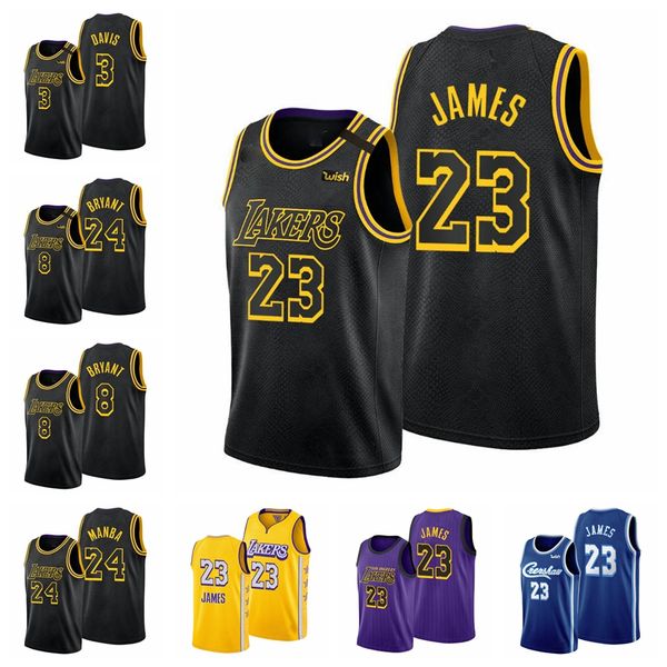 

los angeles lakers kobe bryant lebron james anthony davis men statement nba basketball jersey, Black