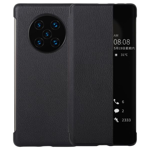 

for huawei mate 40 pro pu leather horizontal flip case with caller id display sleep wake-up function