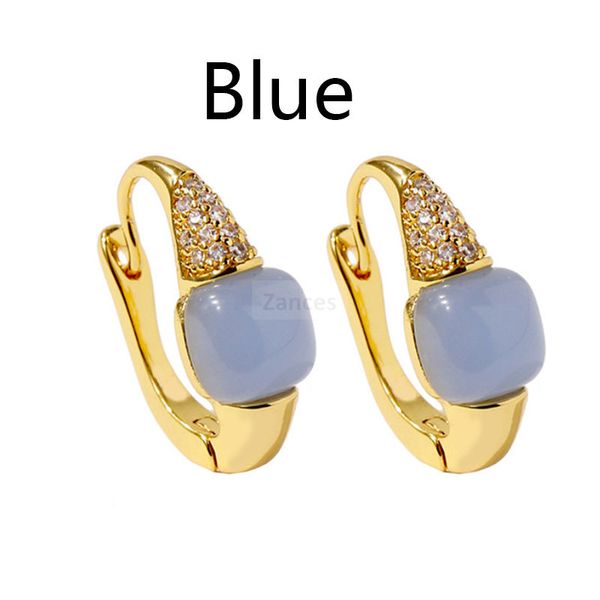

candy style earring crystal earrings for women copper plated gold jewellery retro bread small stone earrings, Golden
