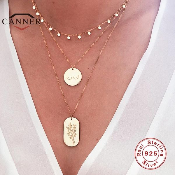 

canner 925 sterling silver pattern square brand pendant necklace for women chain choker necklaces fine jewelry collares