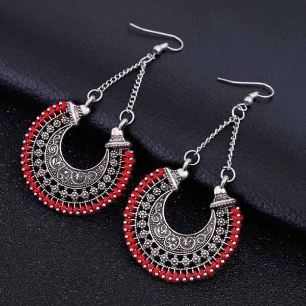 

FAMSHIN 2020 Fashion Boho Long Drop Earrings For Women Jewelry Vintage Silver Color Earrings Power Bohemian Rope Wrap