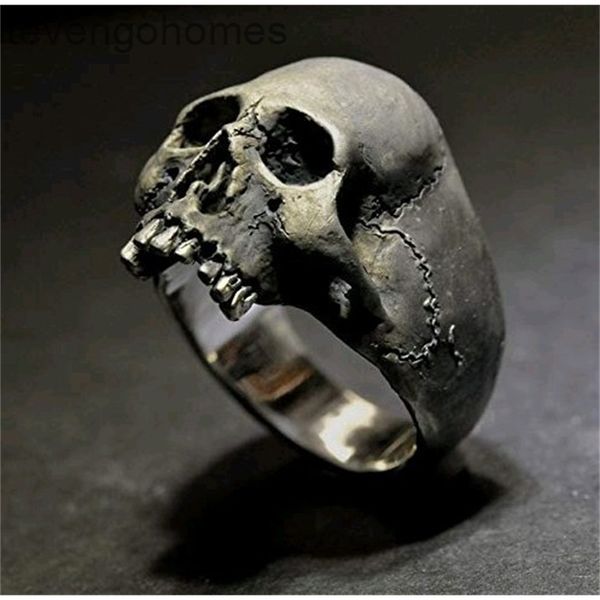 

rock gothic punk jewelry skull ring men's gift, Silver