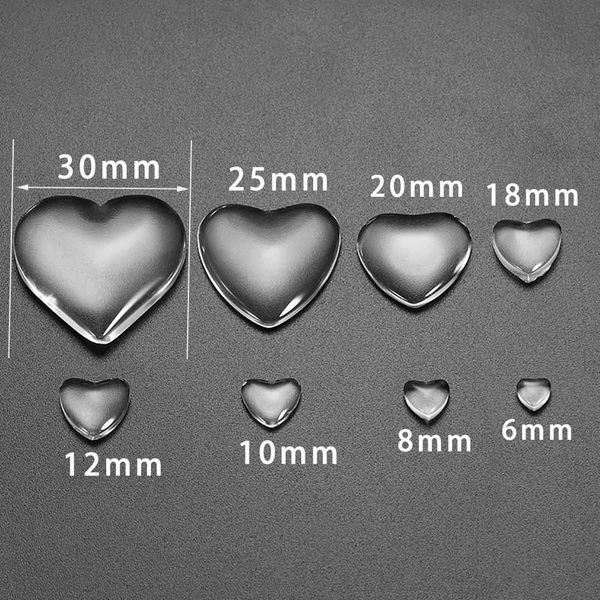 

10-50pcs сердце из стекла для кабошон камеи установка 6-30mm transparent плоской задней части стекла для подвесного браслет изготовление юве