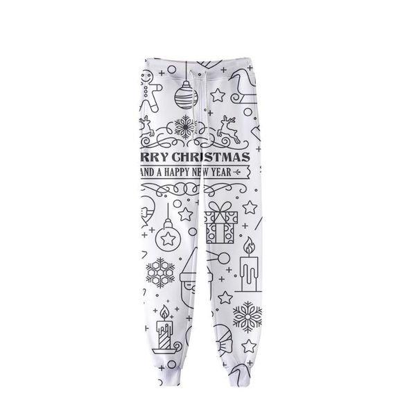 

high quanlity happy merry christmas pants 3d kpop style men/women sweatpants trousers pants elastic waist kpop dropship, Black