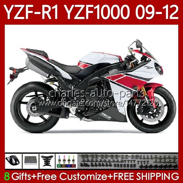 OEM carroçaria para yamaha yzf r1 1000 cc yzf1000 branco vermelho yzf-r1 2009 2010 2012 2012 moto bodys 92NO.84 yzf-1000 yzf r 1 1000cc 2009-2012 yzfr1 09 10 11 12 kit de carenagem