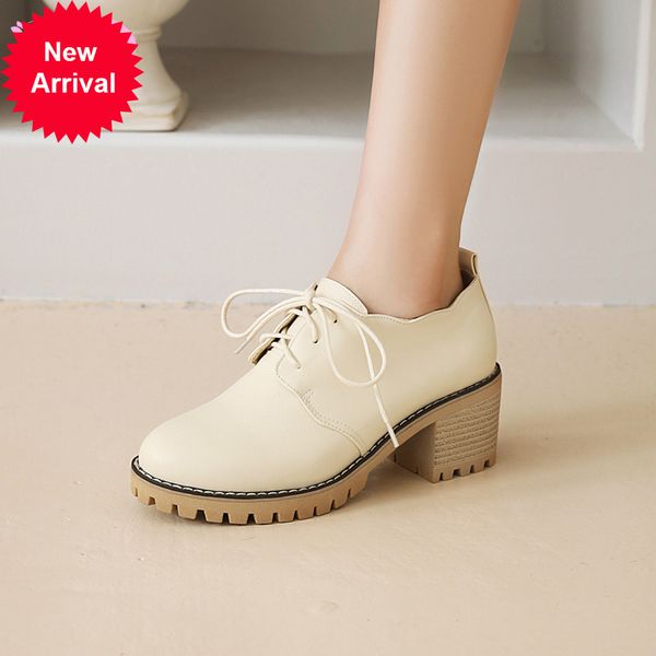 

2021 the new comfortable casual style round-headed bombs fashion beige-up black lace platform high heels thick women's shoes big size 9