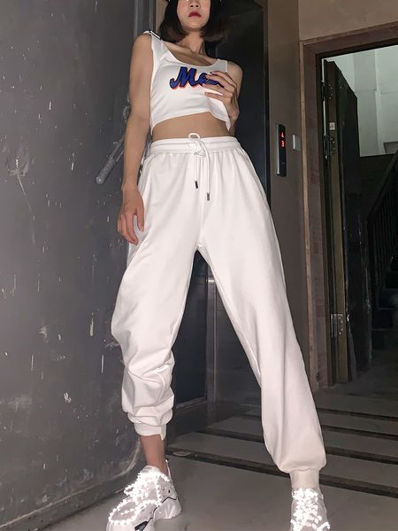 

new white 2021 sports women sweatpants fine autumn hare student long kpop pants 9kr0 kapz, Black;white