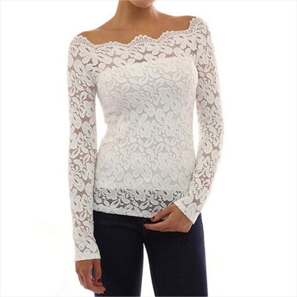 

fashion woman blouses 2021 summer women blouses off shoulder white lace blouse chiffon long sleeve women shirts