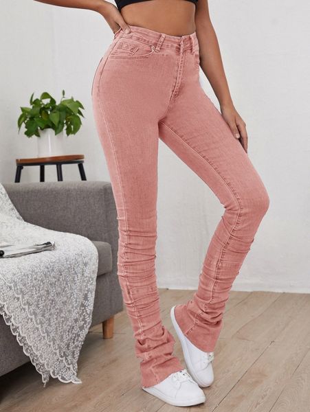 

high waist stacked jeans h5cd#, Blue