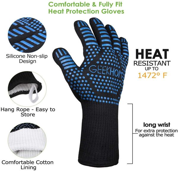 

geekhom 2pcs grilling gloves heat resistant bbq grill gloves 13 inch oven gloves for smoker barbecue baking cooking welding wmtwbm comb2010