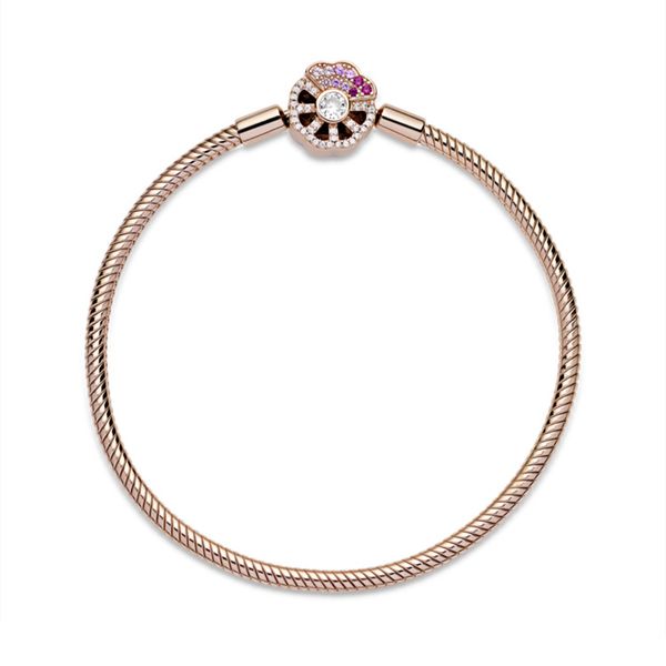 

new 2021 moments pink fan snake chain bone pando s925 pure silver bracelet women fashion jewelry, Black