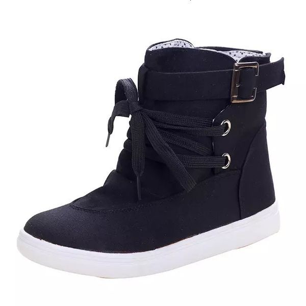 

leisure boots shoes women new casual flat boots round headband women 's black and gray boots belt deduction shoes xz-030