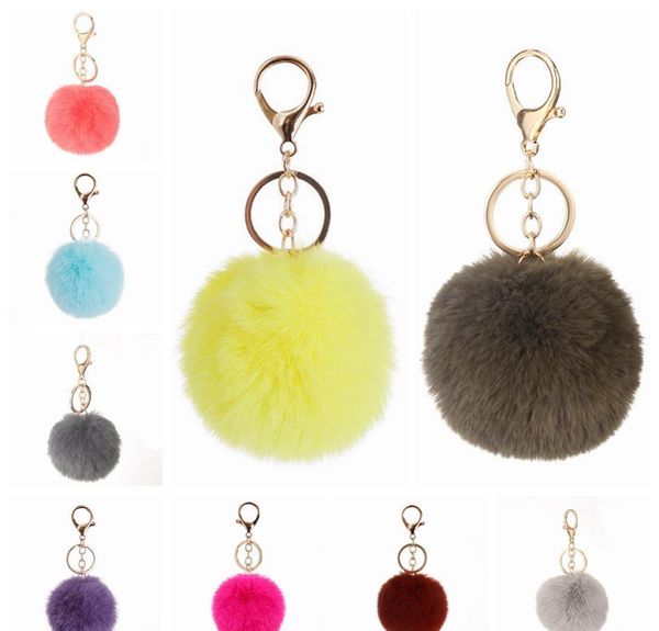 

8cm imitate rabbit fur ball keychain pom pom car handbag keychains decoration fluffy faux rabbit fur key ring bag jllbpz yummy_shop, Silver
