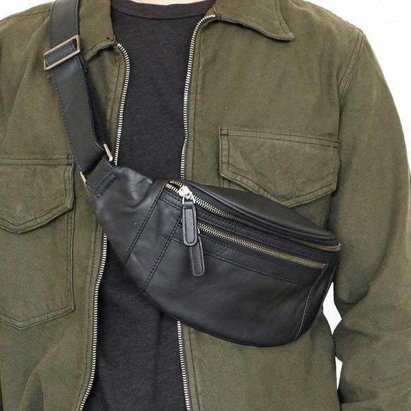 

waist bags lanspace men's leather bag genuine distress men1