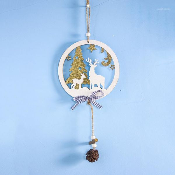 

christmas decorations elk hollow pendant tree moon star wood drop ornaments1