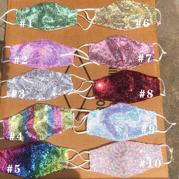 

personality fashion bling face lady colorful dust-proof breathable sequins protective mask new reusable cycling masks