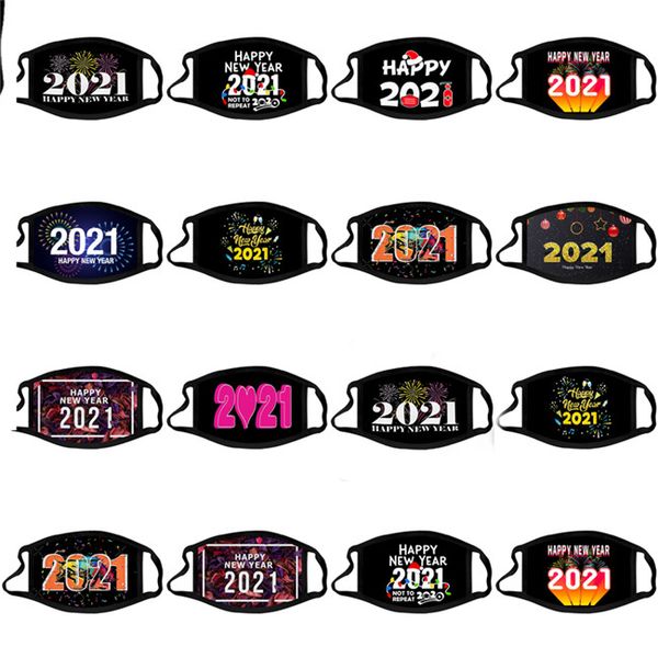 

2021 happy new year letters face mask designers masks women men facemask masque party decorations reusable thin masks
