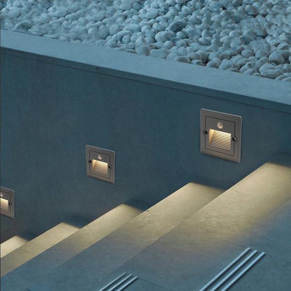 

wall lamp pir motion detector+ light sensor led stair infrared human body induction waterproof steps ladder lamps + 86 box
