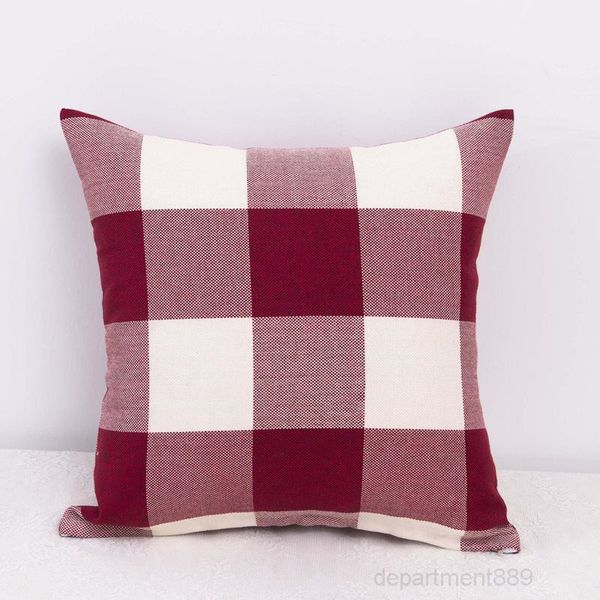 

pillow case grid plain linen fashion sofa bed waist cushion covers car pillowcase home decoration sublimation owc3609