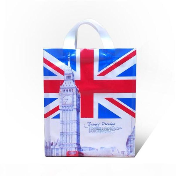 

50pcs lot party favor plastic wedding handle bags clothing plastic carry pouches lovely gift shopping bag candy cookies