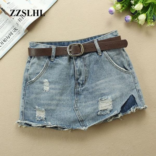

women's shorts fashion 2021 spring summer blue mid waist denim skirts women slim fringe casual ripped hole jeans with belt, White;black
