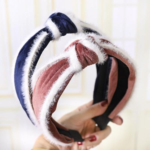 

hair accessories 6pcs wide hairband women winter fur decoration headdress headband girls velvet knot adult